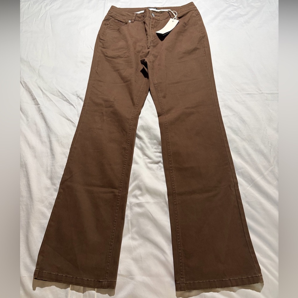 Flamingals Women’s Chocolate Brown Straight Leg Pants Size S New NWT